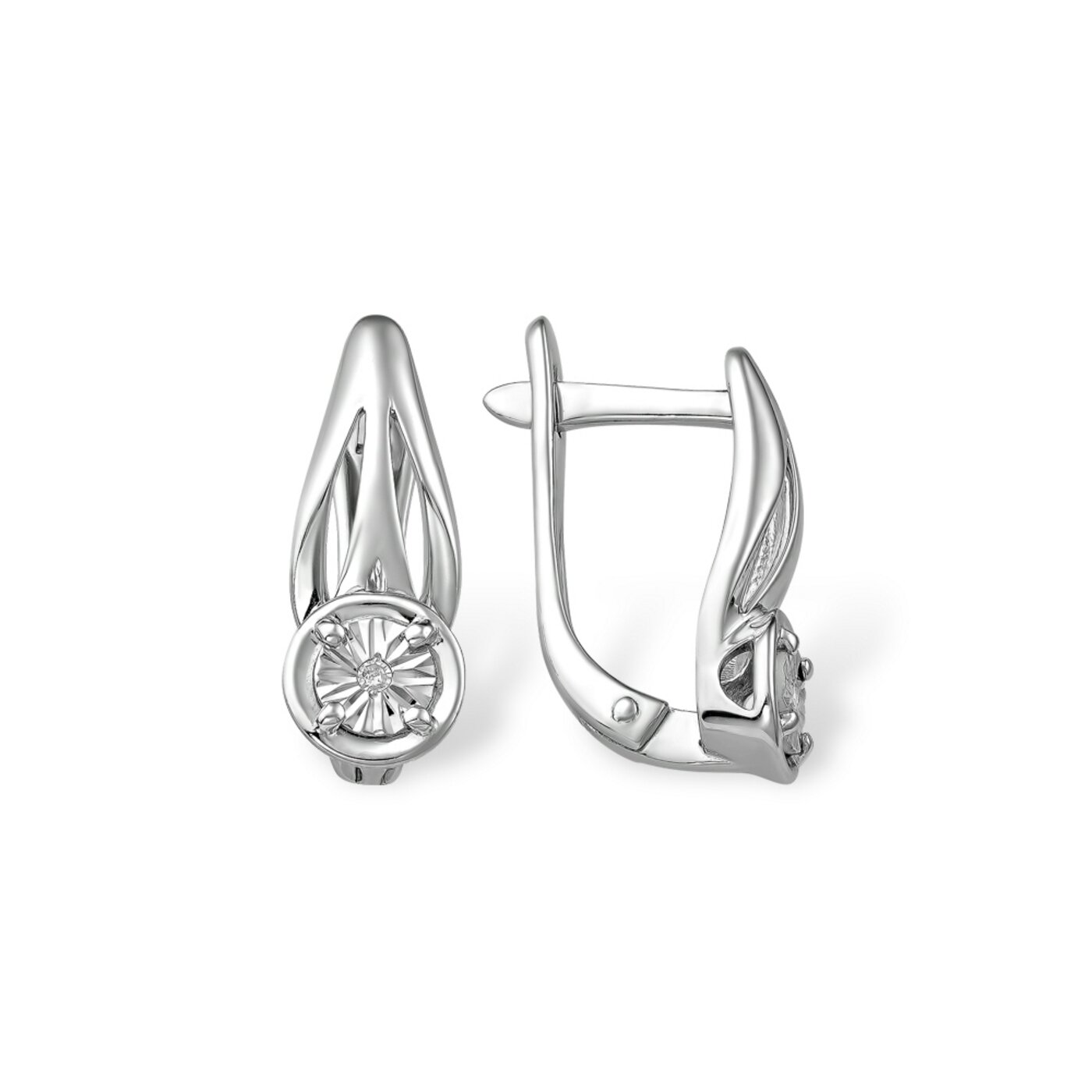 Ювелирное изделие - Серьги из серебра с бриллиантами в магазине Best-Gold 153526