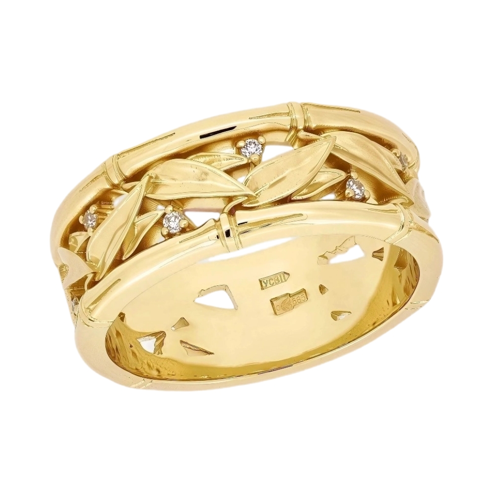 Ювелирное изделие - Обручальное кольцо из желтого золота с бриллиантами в магазине Best-Gold 154302