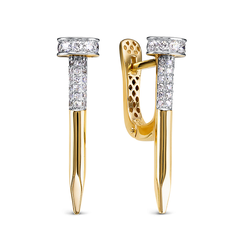 Серьги из жёлтого золота с бриллиантами Ювелирное изделие - Серьги из жёлтого золота с бриллиантами в магазине Best-Gold 105615