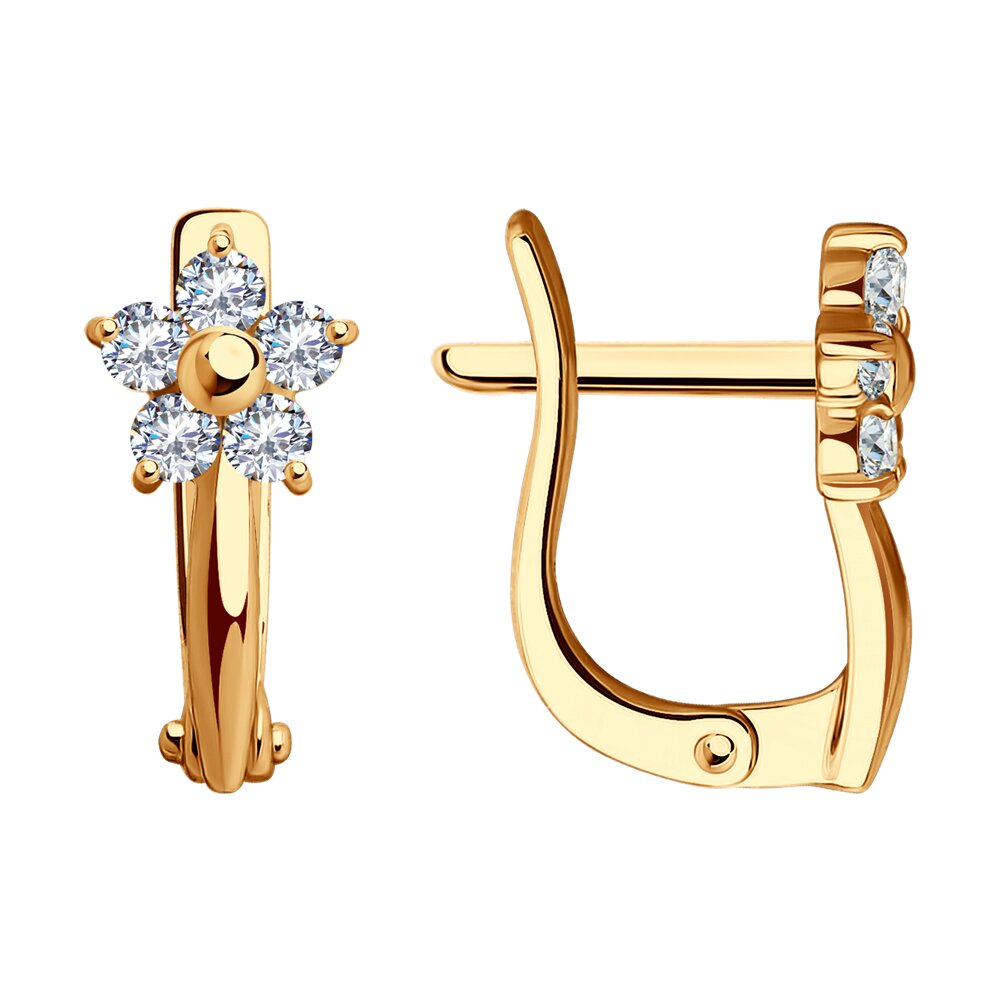 Серьги из красного золота с фианитами Ювелирное изделие - Серьги из красного золота с фианитами в магазине Best-Gold 123948