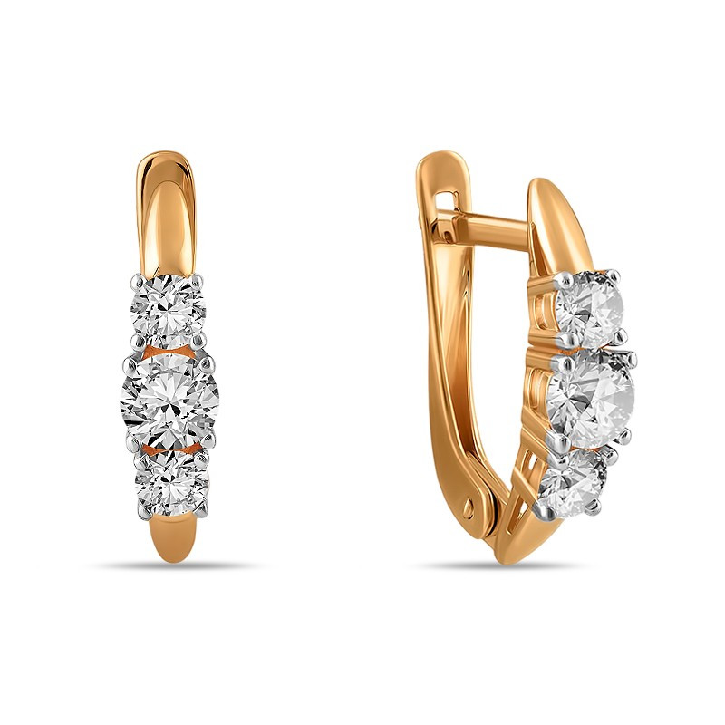 Ювелирное изделие - Серьги из красного золота с фианитами в магазине Best-Gold 030432