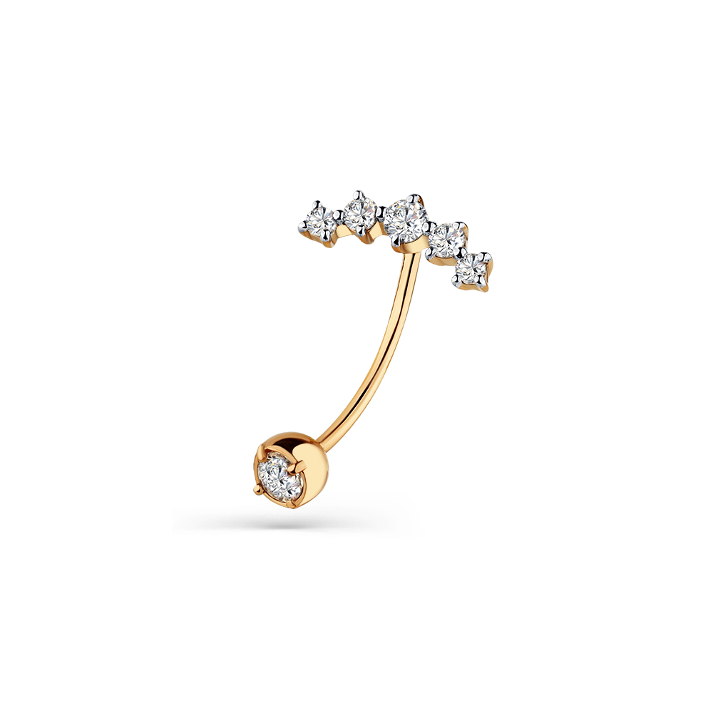 Ювелирное изделие - Пирсинг из красного золота с фианитами в магазине Best-Gold 124364