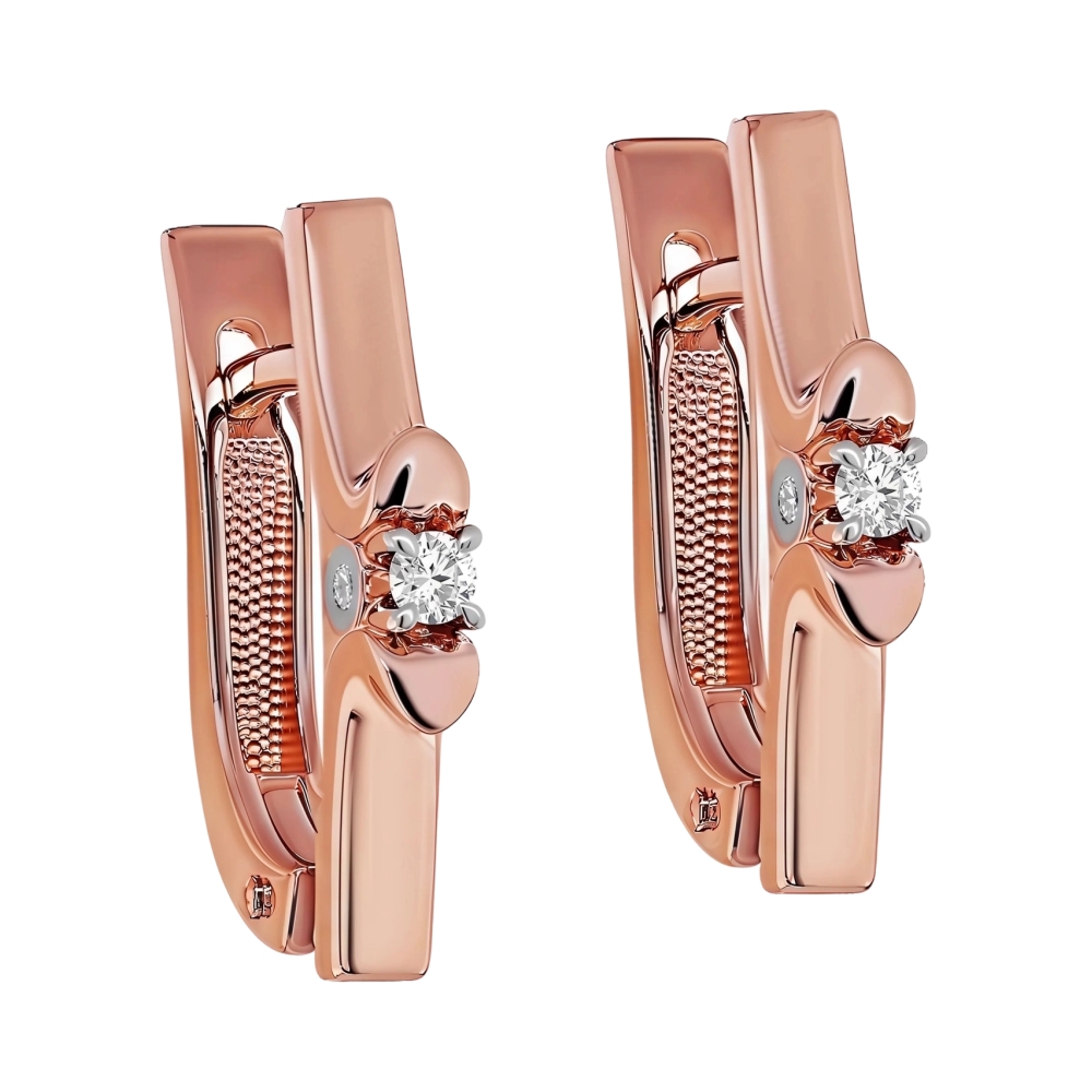 Ювелирное изделие - Серьги из красного золота с бриллиантами в магазине Best-Gold 154943