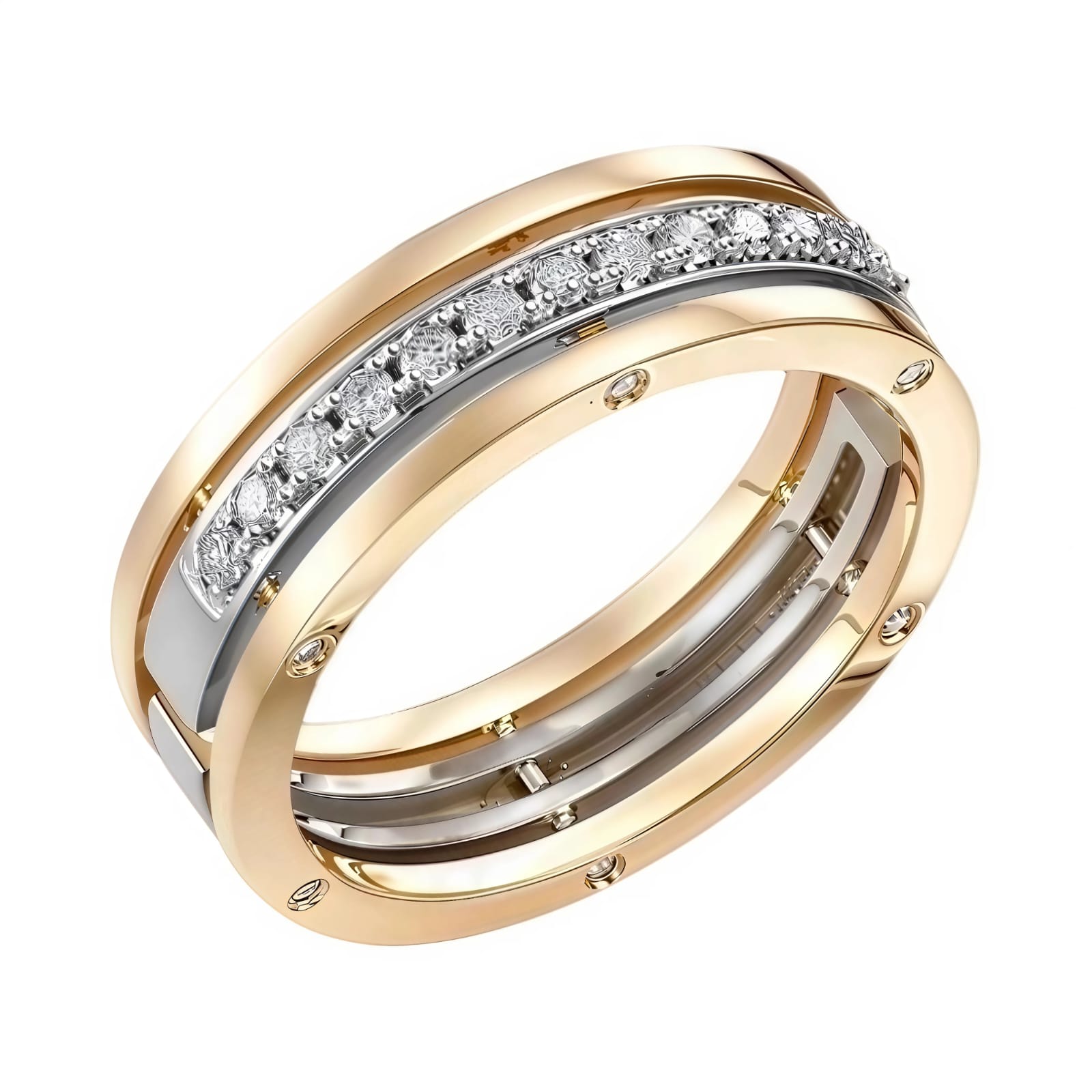 Обручальное кольцо из комбинированного золота с бриллиантами Ювелирное изделие - Обручальное кольцо из комбинированного золота с бриллиантами в магазине Best-Gold 006820