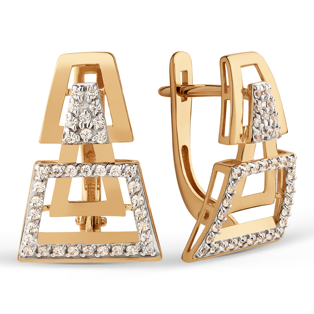 Ювелирное изделие - Серьги из красного золота с фианитами в магазине Best-Gold 151577