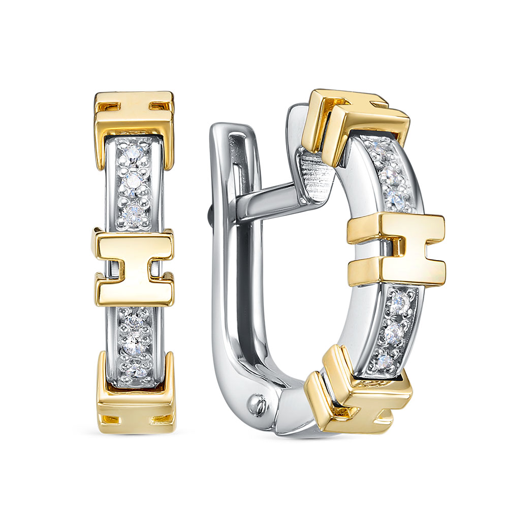 Серьги из белого золота с фианитами