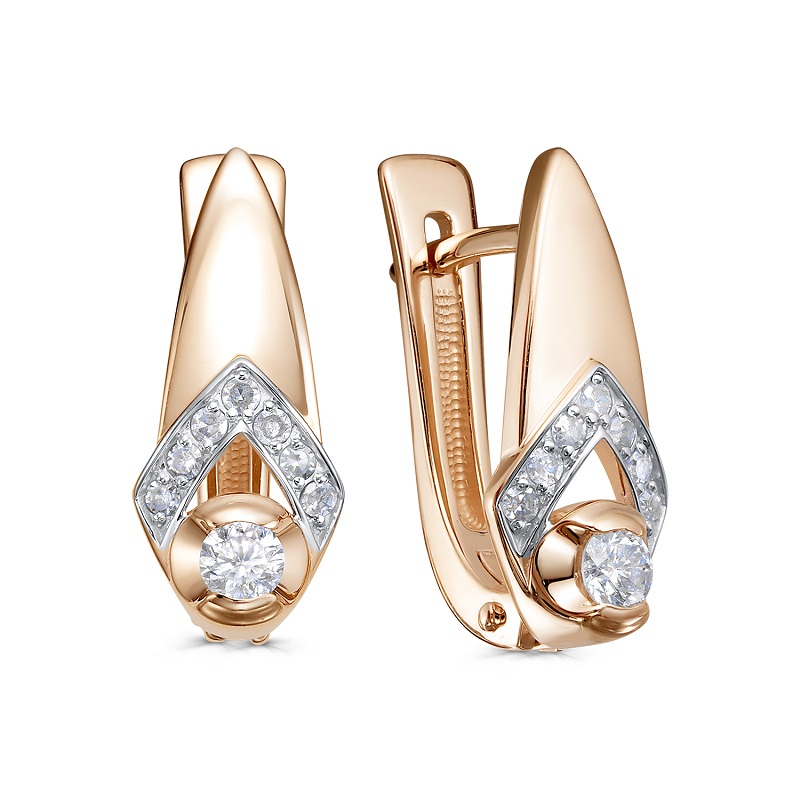 Серьги из красного золота с бриллиантами Ювелирное изделие - Серьги из красного золота с бриллиантами в магазине Best-Gold 154954