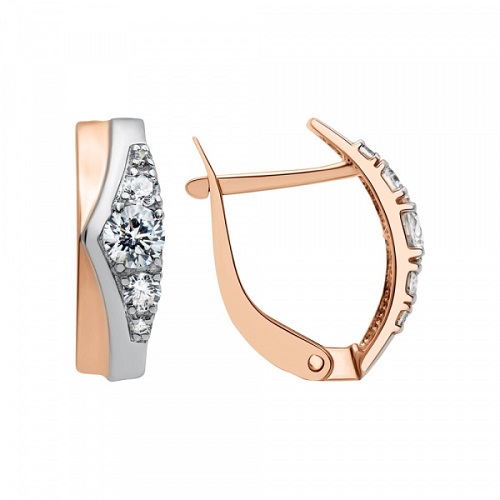 Серьги из красного золота с фианитами Ювелирное изделие - Серьги из красного золота с фианитами в магазине Best-Gold 099626