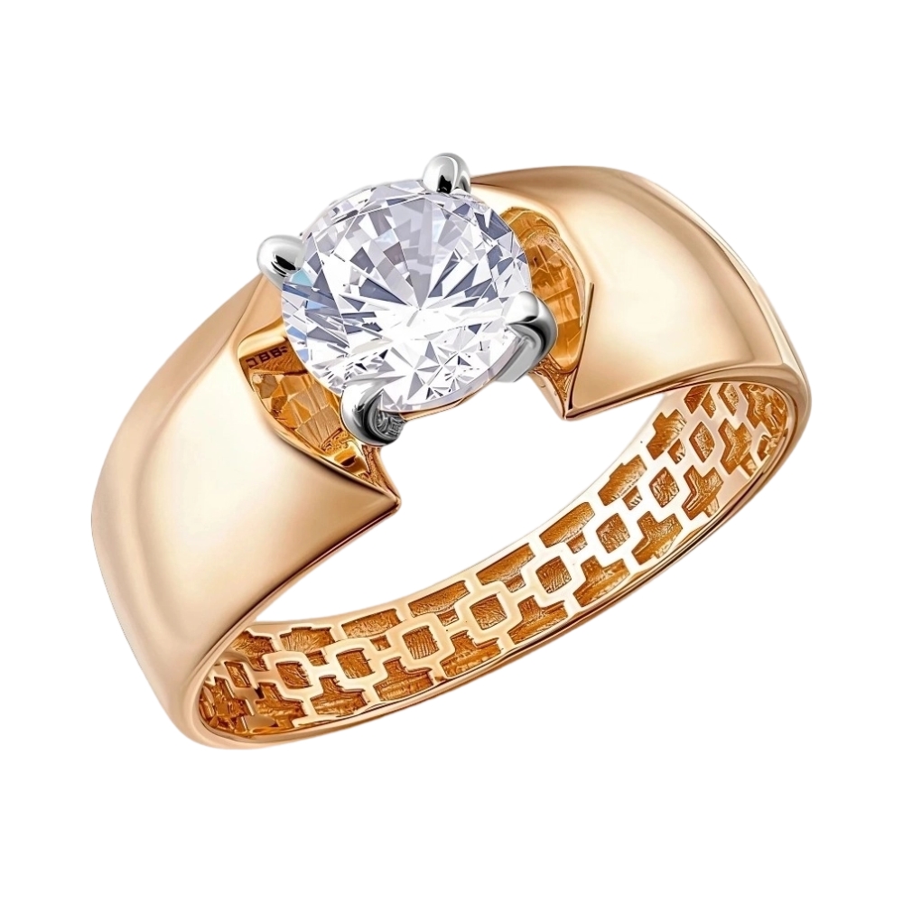 Кольцо из красного золота с фианитами Ювелирное изделие - Кольцо из красного золота с фианитами в магазине Best-Gold 122653