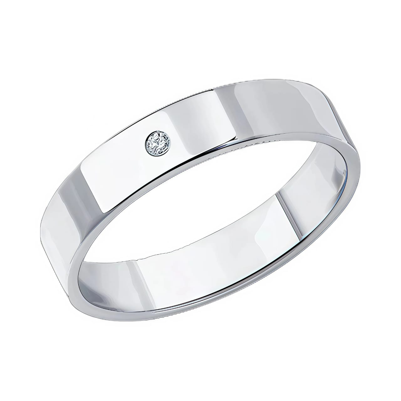 Ювелирное изделие - Обручальное кольцо из белого золота с цирконием в магазине Best-Gold 073341