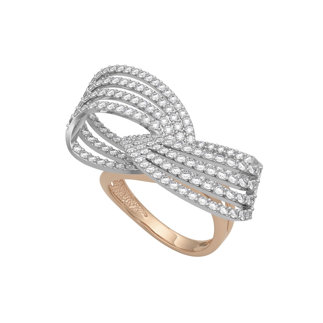 Кольцо из комбинированного золота с фианитами Ювелирное изделие - Кольцо из комбинированного золота с фианитами в магазине Best-Gold 063514