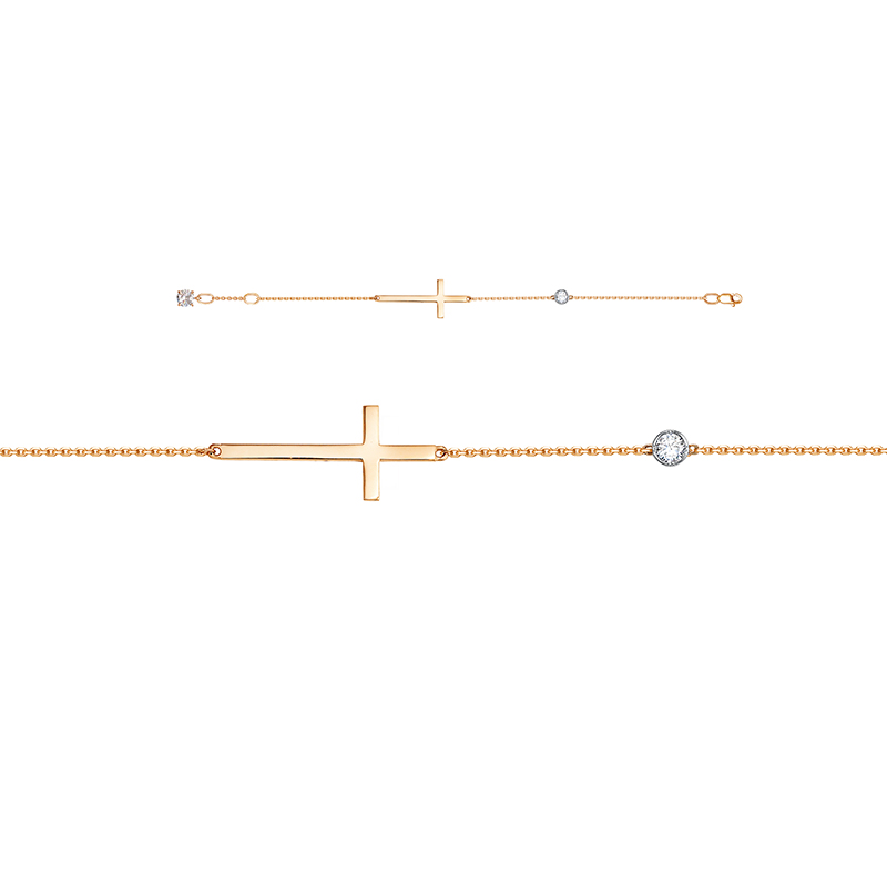 Ювелирное изделие - Браслет из красного золота с фианитами в магазине Best-Gold 033164