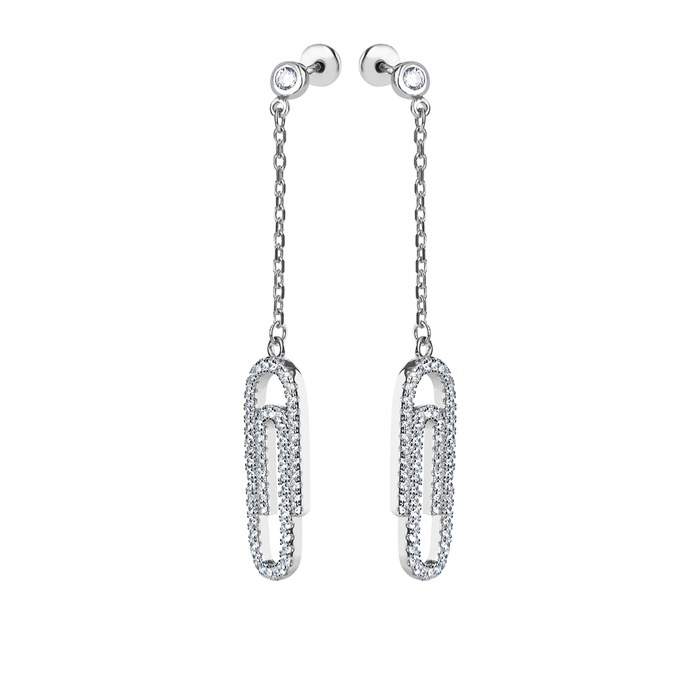 Ювелирное изделие - Серьги из серебра с фианитами в магазине Best-Gold 120979