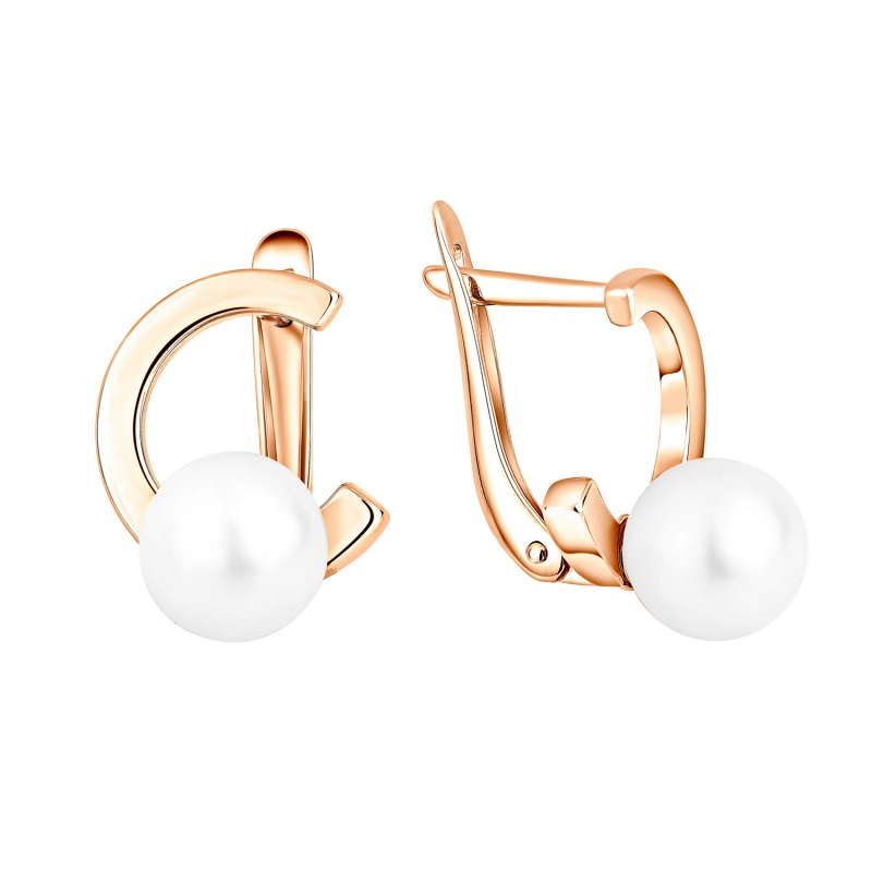 Серьги из красного золота с жемчугом Ювелирное изделие - Серьги из красного золота с жемчугом в магазине Best-Gold 152957