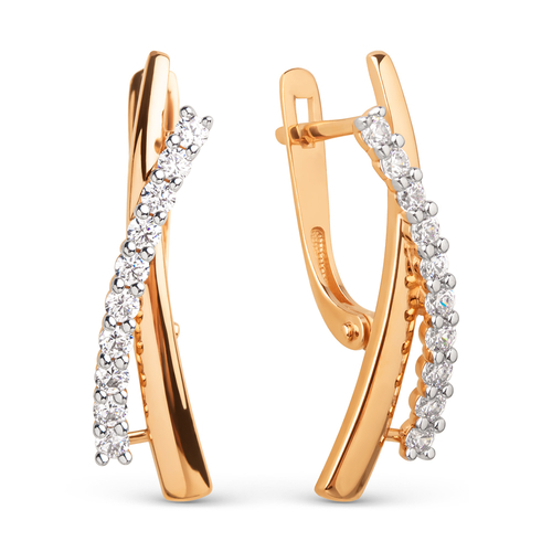 Серьги в красном золоте с фианитами Ювелирное изделие - Серьги в красном золоте с фианитами в магазине Best-Gold 129052