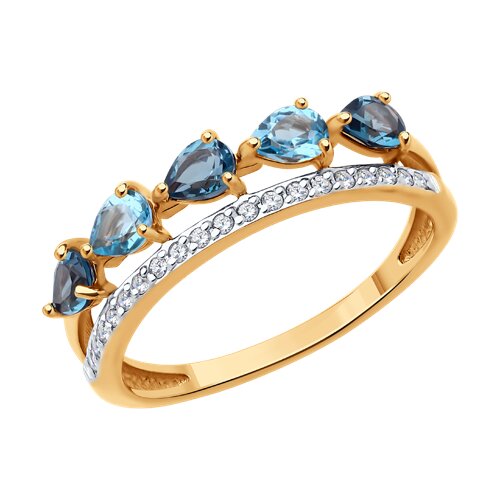 Кольцо из красного золота с топазом и фианитами Ювелирное изделие - Кольцо из красного золота с топазом и фианитами в магазине Best-Gold 146769