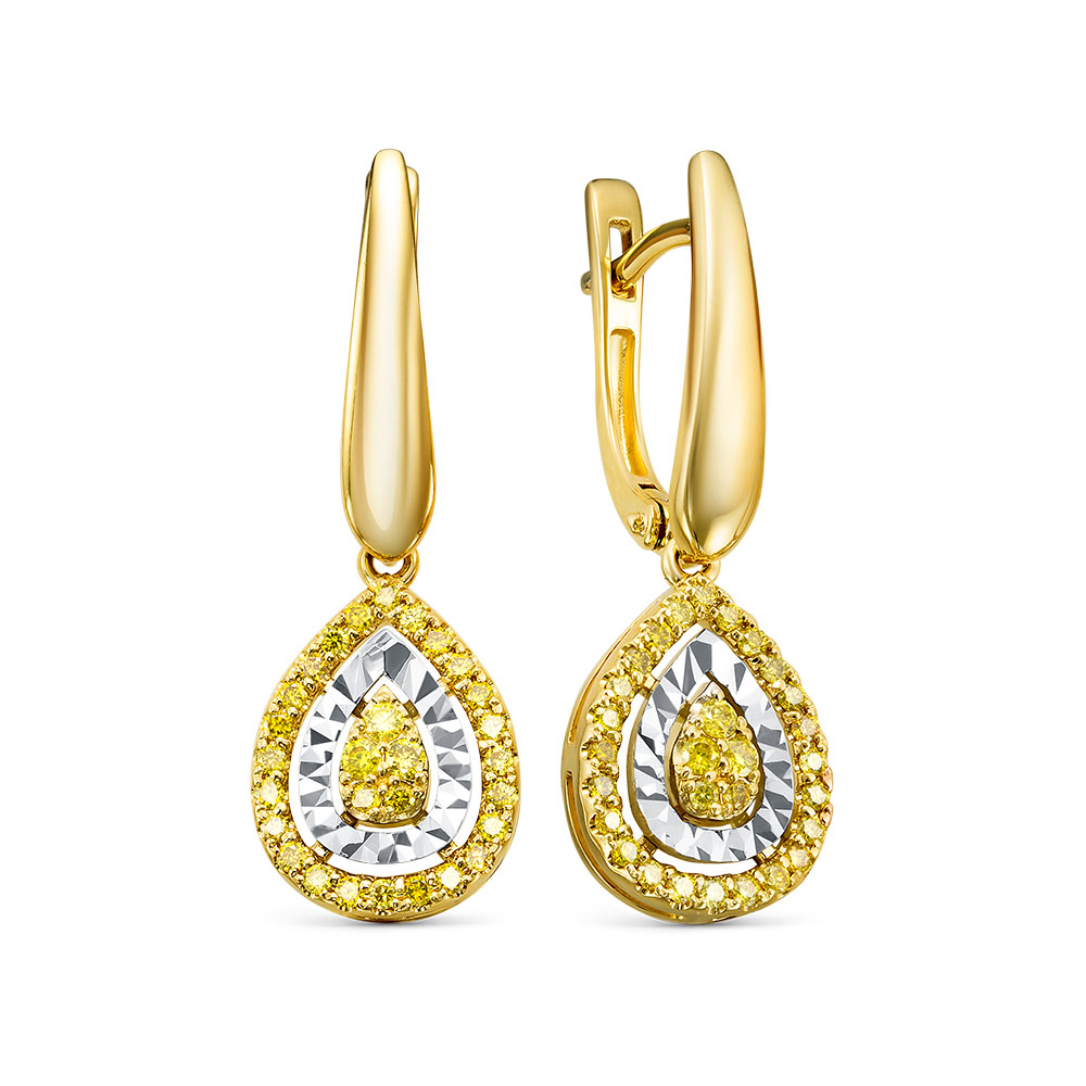 Серьги из желтого золота с бриллиантами Ювелирное изделие - Серьги из желтого золота с бриллиантами в магазине Best-Gold 153864