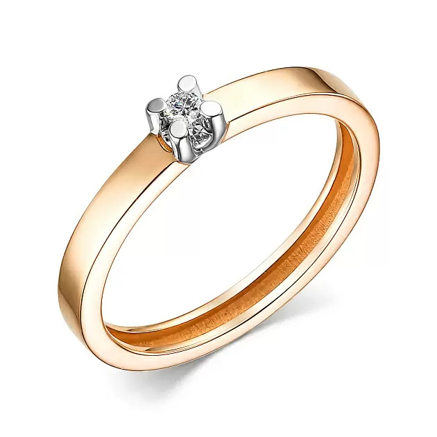 Ювелирное изделие - Кольцо из красного золота с бриллиантом в магазине Best-Gold 155645