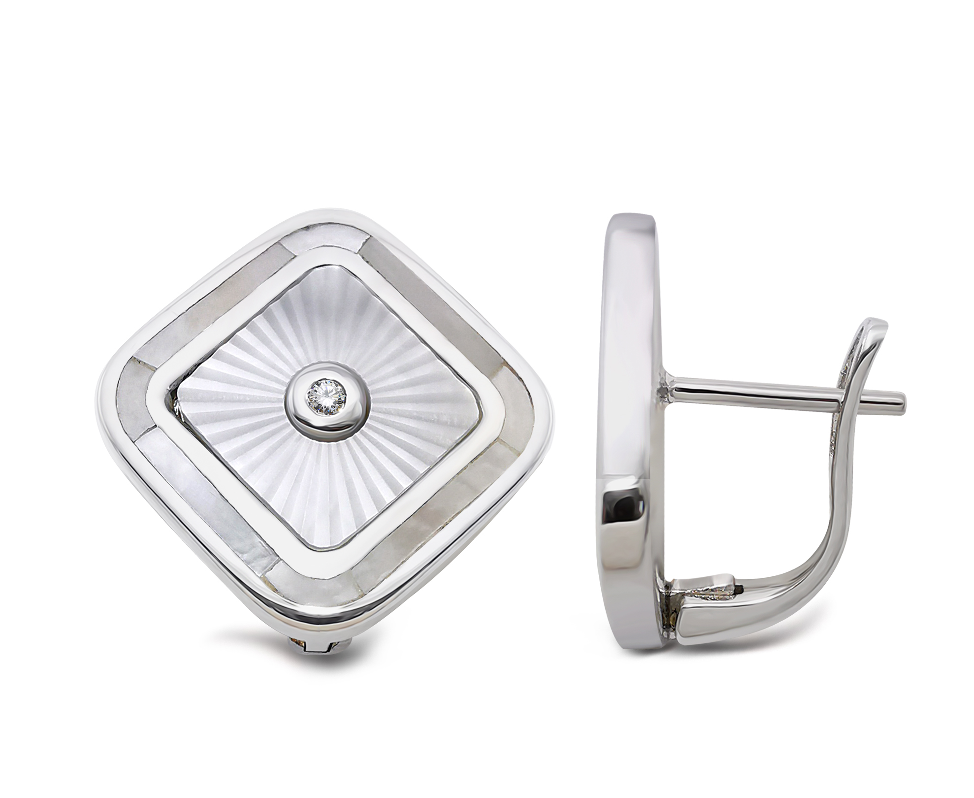 Серьги из серебра с перламутром и топазом белым Ювелирное изделие - Серьги из серебра с перламутром и топазом белым в магазине Best-Gold 149800