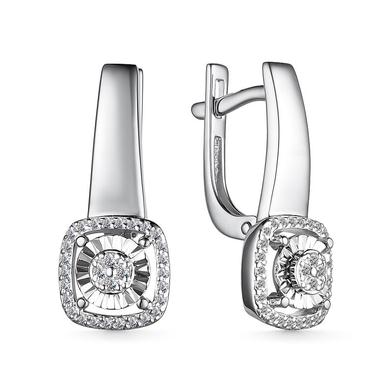 Ювелирное изделие - Серьги из белого золота с бриллиантами в магазине Best-Gold 154419