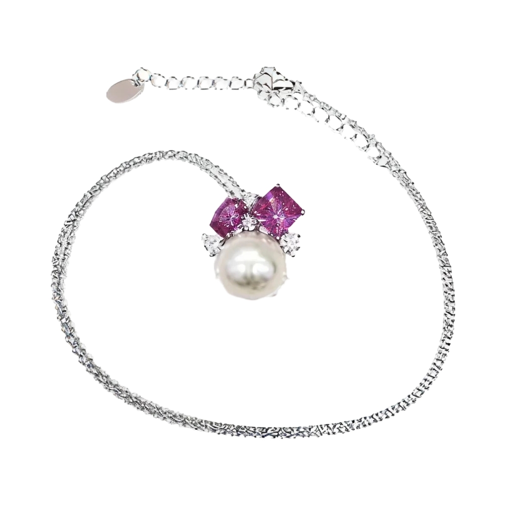 Колье из серебра с жемчугом и цирконами Ювелирное изделие - Колье из серебра с жемчугом и цирконами в магазине Best-Gold 150897