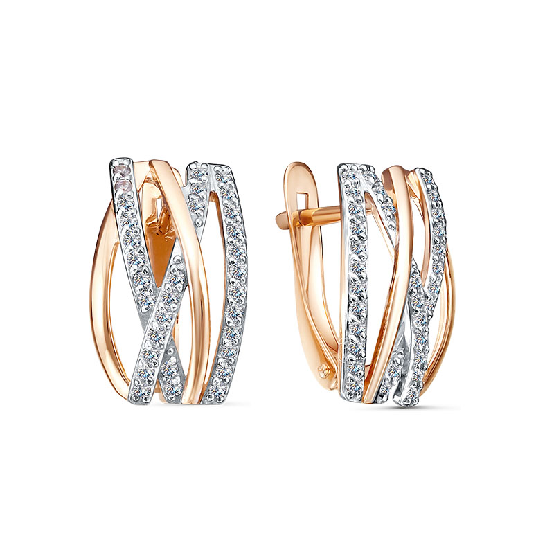 Ювелирное изделие - Серьги из красного золота с фианитами в магазине Best-Gold 126582