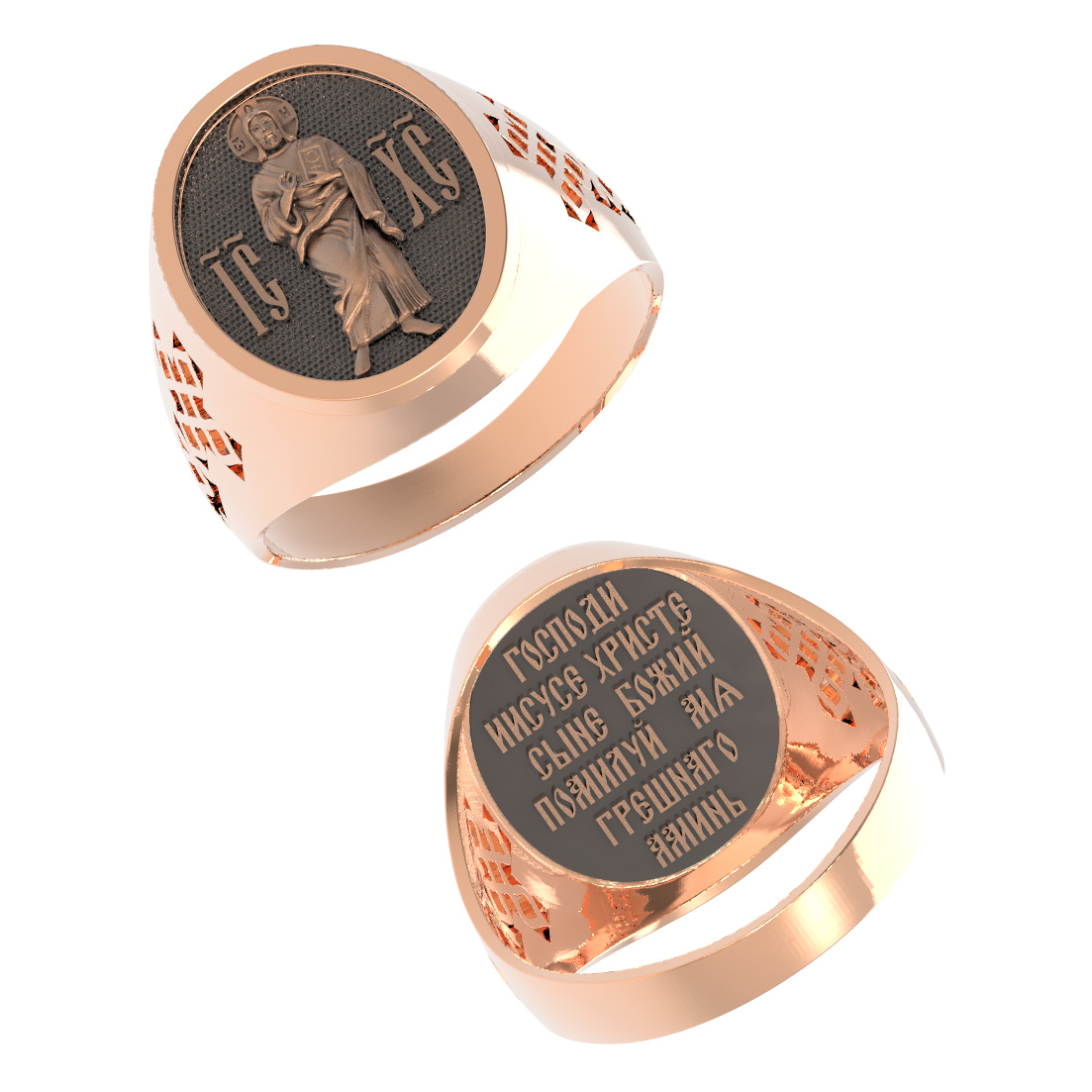 Печатка мужская из красного золота