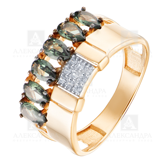 Кольцо из красного золота с раух топазами и фианитами Ювелирное изделие - Кольцо из красного золота с раух топазами и фианитами в магазине Best-Gold 140024