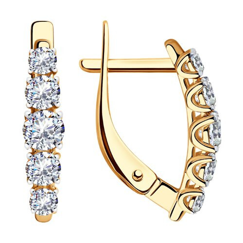 Серьги из красного золота с фианитами Ювелирное изделие - Серьги из красного золота с фианитами в магазине Best-Gold 030177