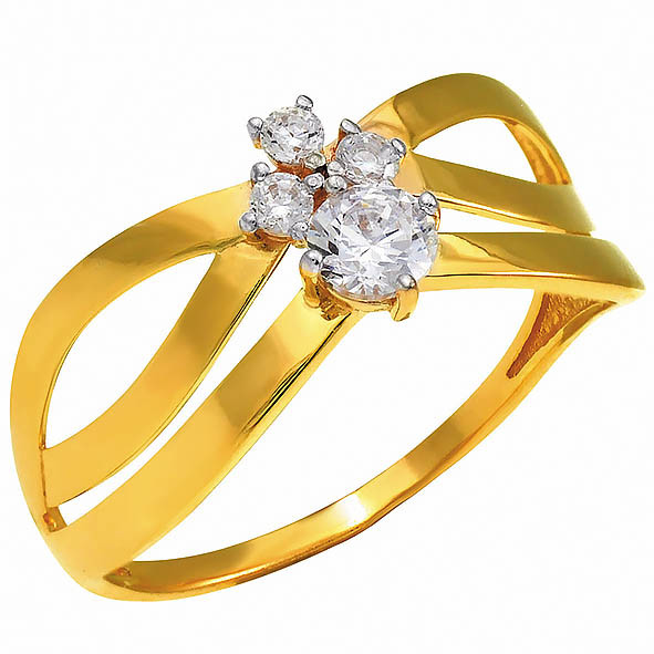 Кольцо из комбинированного золота с фианитами Ювелирное изделие - Кольцо из комбинированного золота с фианитами в магазине Best-Gold 034353