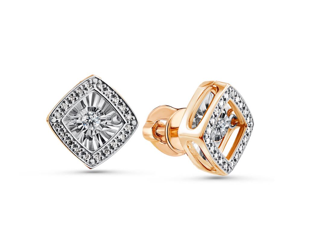 Серьги из красного золота с бриллиантами Ювелирное изделие - Серьги из красного золота с бриллиантами в магазине Best-Gold 123085