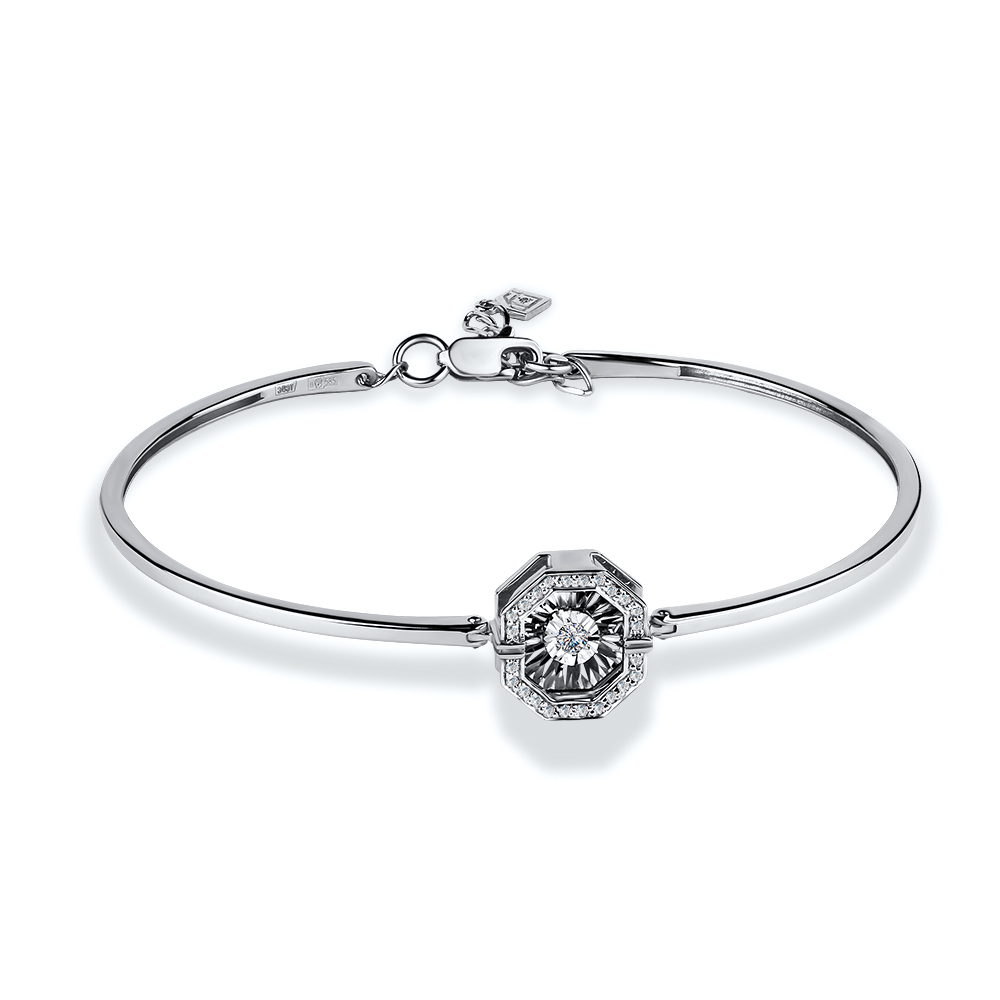 Браслет жёсткий из белого золота с бриллиантами Ювелирное изделие - Браслет жёсткий из белого золота с бриллиантами в магазине Best-Gold 075105