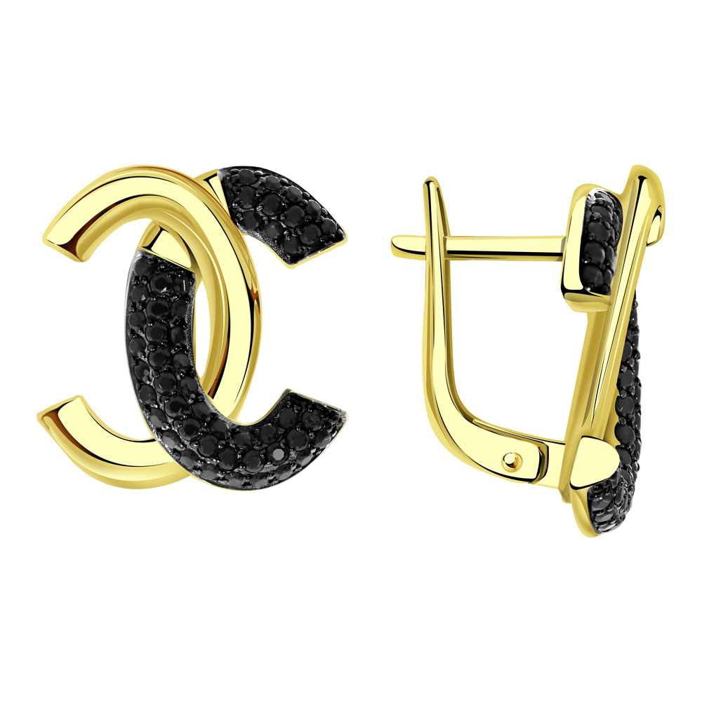 Серьги из желтого золота с фианитами Ювелирное изделие - Серьги из желтого золота с фианитами в магазине Best-Gold 032475