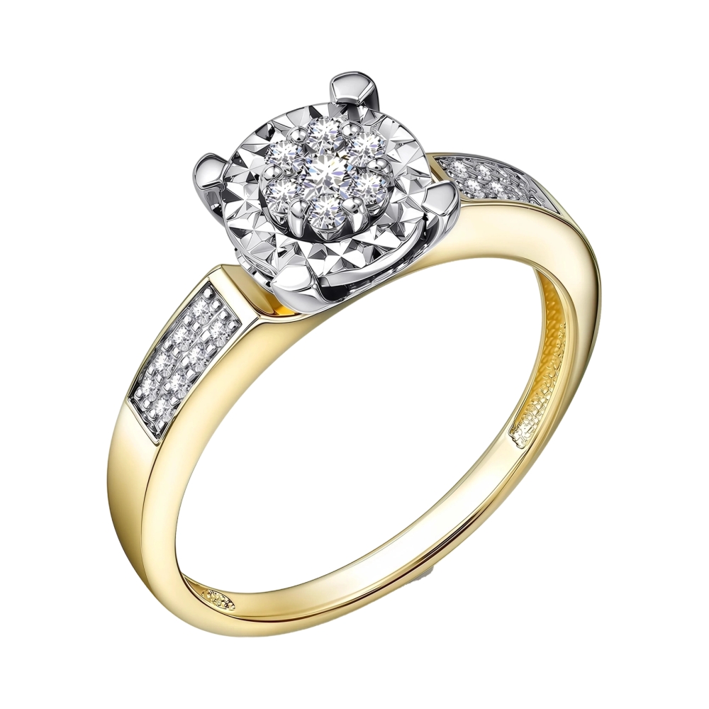 Ювелирное изделие - Кольцо из желтого золота с бриллиантами в магазине Best-Gold 141612