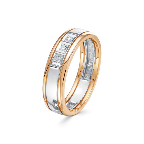 Обручальное кольцо из комбинированного золота с бриллиантами Ювелирное изделие - Обручальное кольцо из комбинированного золота с бриллиантами в магазине Best-Gold 105713