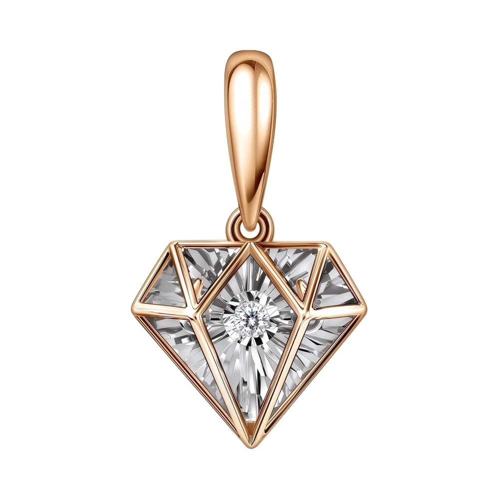 Подвеска из красного золота с бриллиантом Ювелирное изделие - Подвеска из красного золота с бриллиантом в магазине Best-Gold 156226