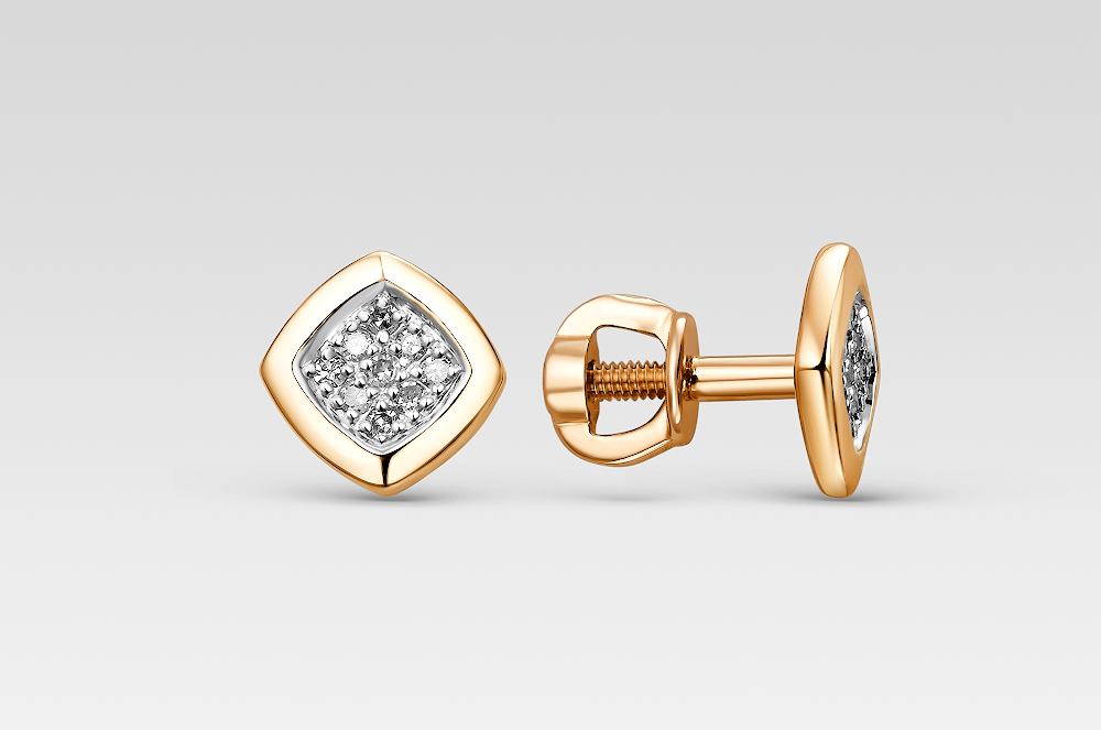 Серьги из красного золота с бриллиантами Ювелирное изделие - Серьги из красного золота с бриллиантами в магазине Best-Gold 149712