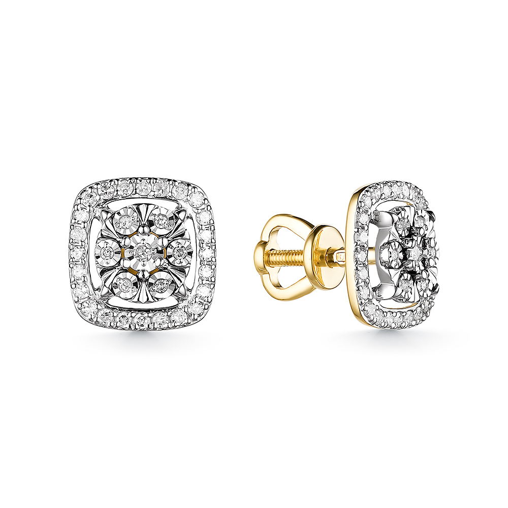 Серьги из желтого золота с бриллиантами Ювелирное изделие - Серьги из желтого золота с бриллиантами в магазине Best-Gold 148451