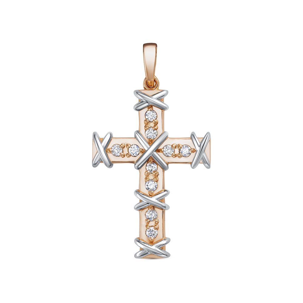 Крест из комбинированного золота с бриллиантами Ювелирное изделие - Крест из комбинированного золота с бриллиантами в магазине Best-Gold 028742