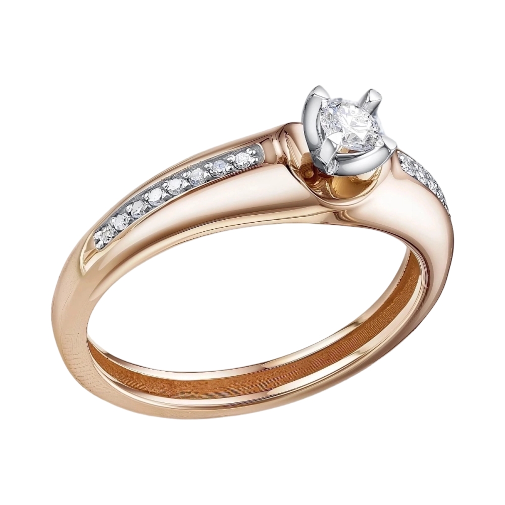 Кольцо из комбинированного золота с бриллиантами Ювелирное изделие - Кольцо из комбинированного золота с бриллиантами в магазине Best-Gold 083156