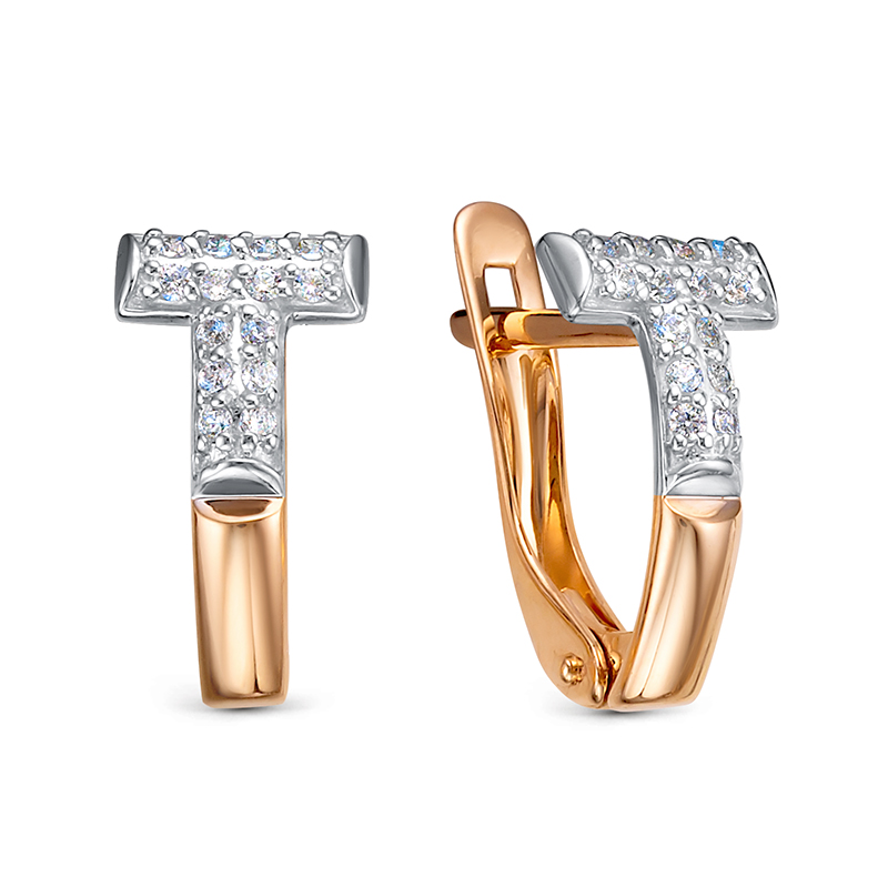 Серьги из красного золота с фианитами Ювелирное изделие - Серьги из красного золота с фианитами в магазине Best-Gold 102486