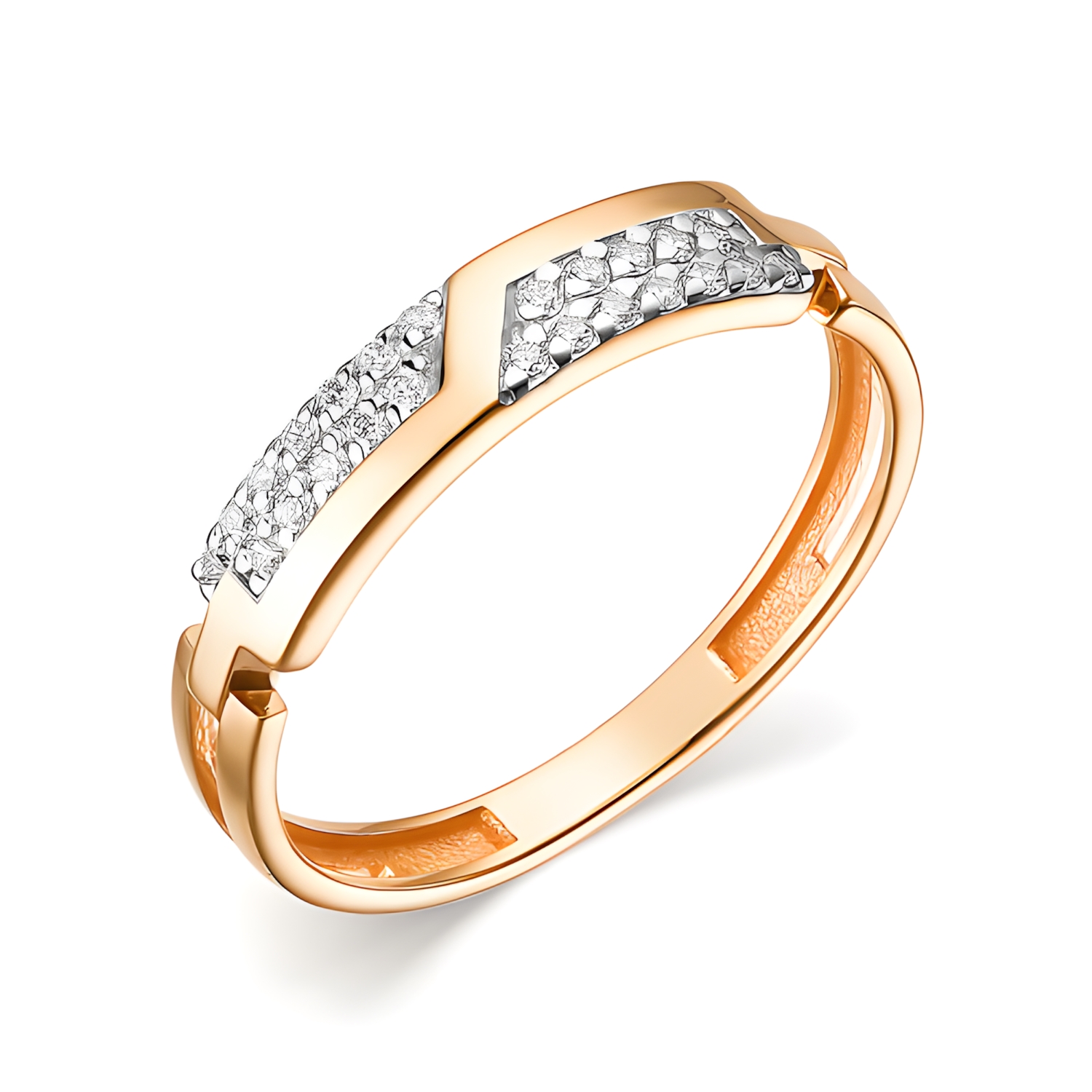 Кольцо из красного золота с фианитами