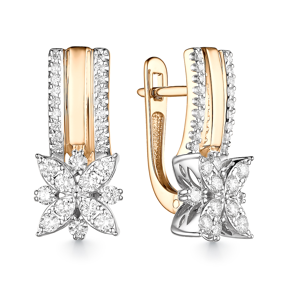 Серьги из красного золота с бриллиантами Ювелирное изделие - Серьги из красного золота с бриллиантами в магазине Best-Gold 144914