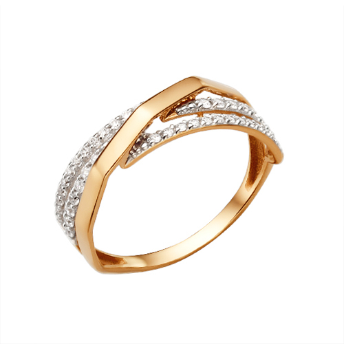 Кольцо из красного золота с фианитами