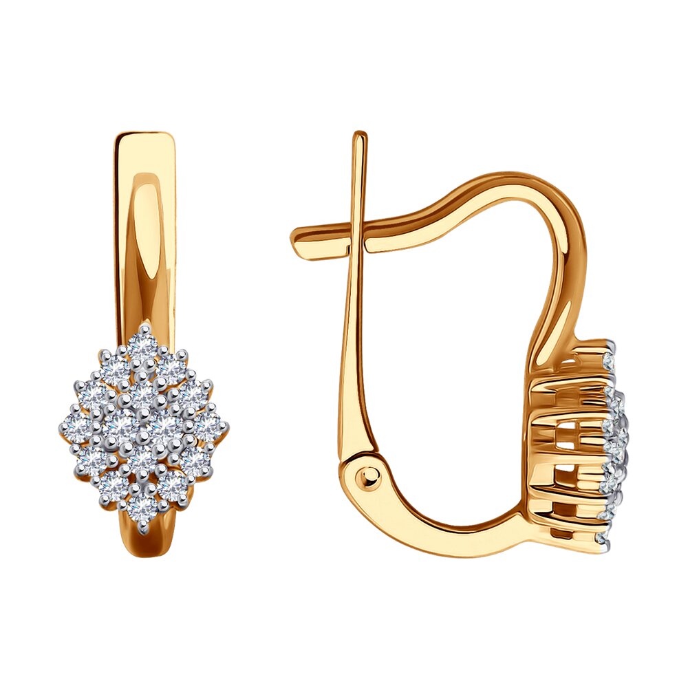 Серьги из красного золота с фианитами Ювелирное изделие - Серьги из красного золота с фианитами в магазине Best-Gold 124661