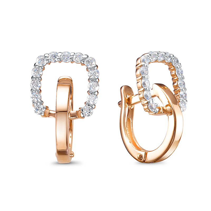 Ювелирное изделие - Серьги из красного золота с фианитами в магазине Best-Gold 128098