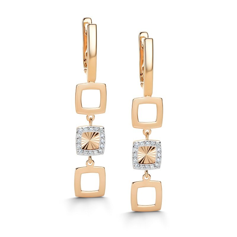 Ювелирное изделие - Серьги из красного золота с бриллиантами в магазине Best-Gold 154405