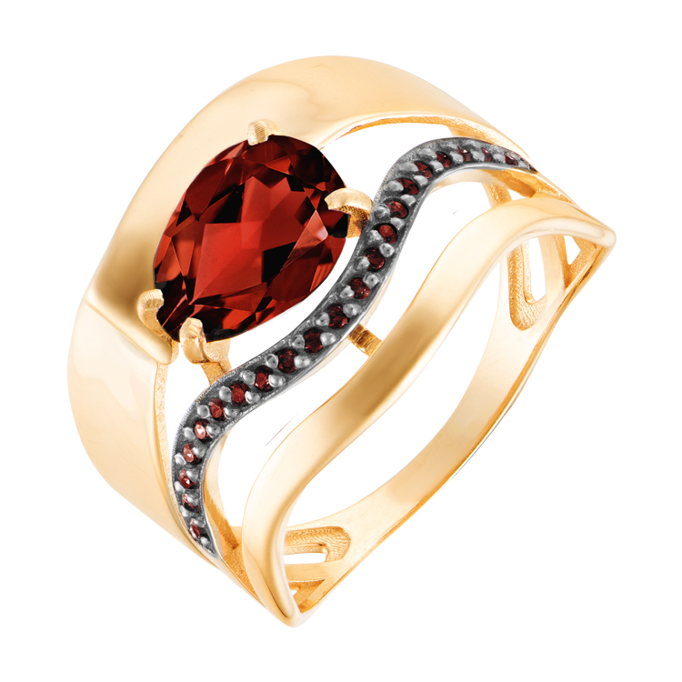 Ювелирное изделие - Кольцо из красного золота с гранатами и фианитами в магазине Best-Gold 126051