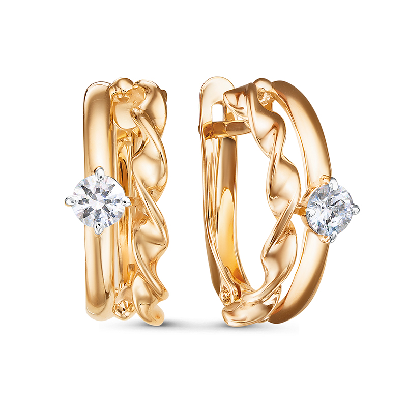 Ювелирное изделие - Серьги из красного золота с фианитами в магазине Best-Gold 133095