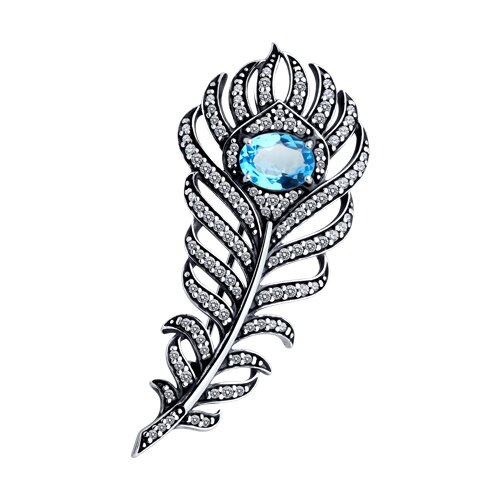 Брошь из серебра с топазом и фианитами Ювелирное изделие - Брошь из серебра с топазом и фианитами в магазине Best-Gold 152610